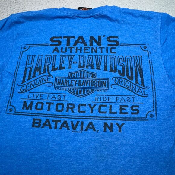 Harley Davidson Shirt‎ Men Medium Blue Stans Batavia New York Motorcycles Crew - Picture 10 of 16